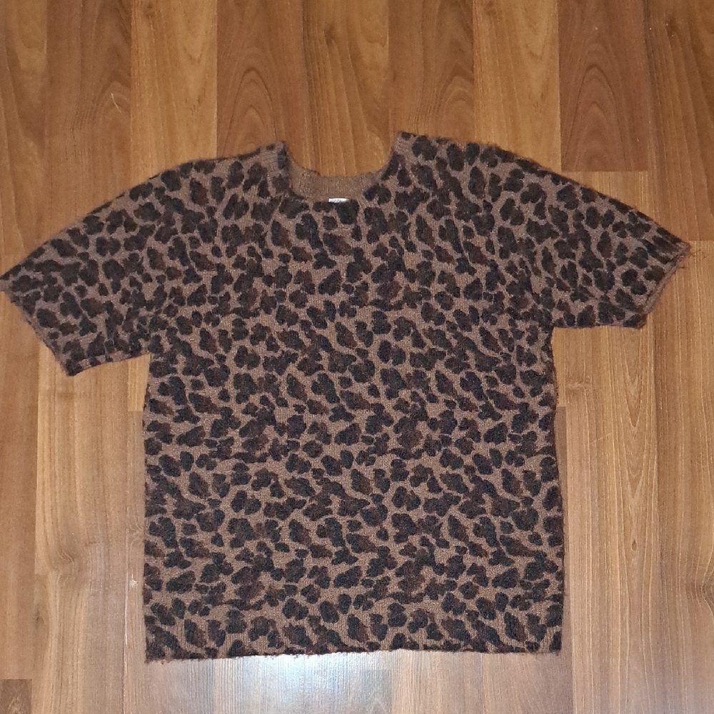 Joie Brown Leopard Print Short Sleeve Tee